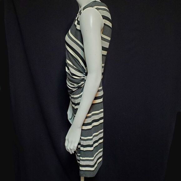 NWT Loft Gray & Black Striped Dress (MP) - Picture 4 of 6